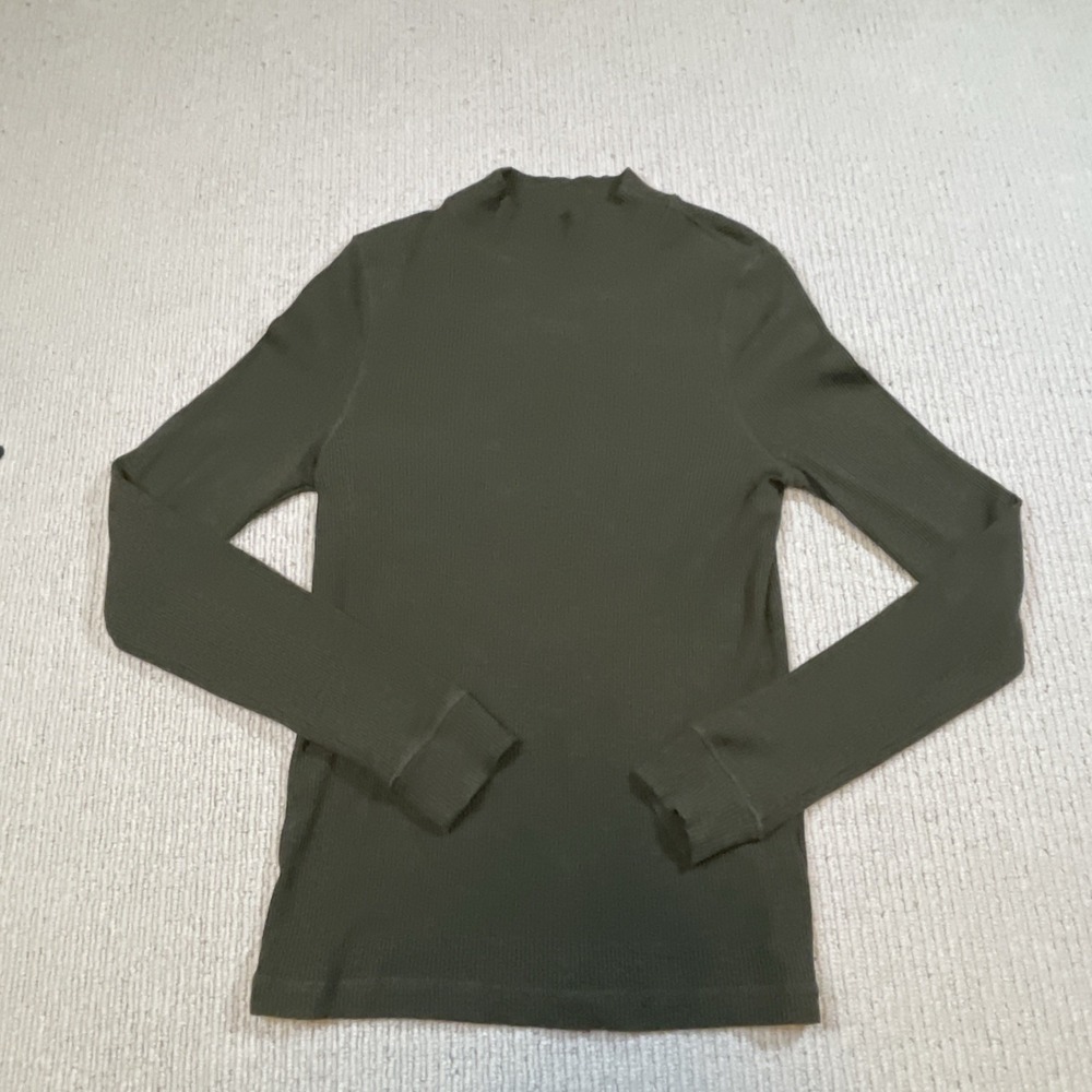 Prana Women's M/L**Foundation Rib Mock Neck Long Sleeve Top Olive